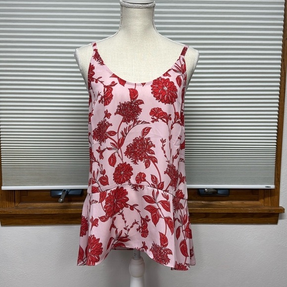 CABI Adore Pink Red Floral Peplum Cami Style #5533 Size Small - Picture 1 of 11